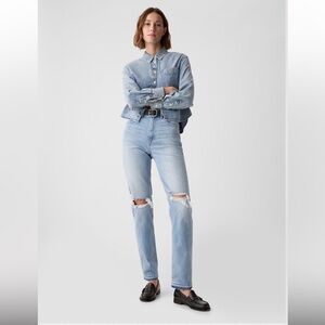 Gap women’s Light wash High waist Cheeky Straight leg Denim Jeans in 29